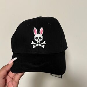 Psycho Bunny Black Hat with Pink and White Logo